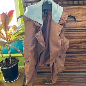 Pleather Jacket with Hood